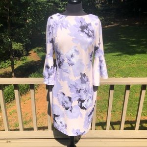 🔴Calvin Klein Violet Cream & Black Bell Sleeve Dress Sz 10